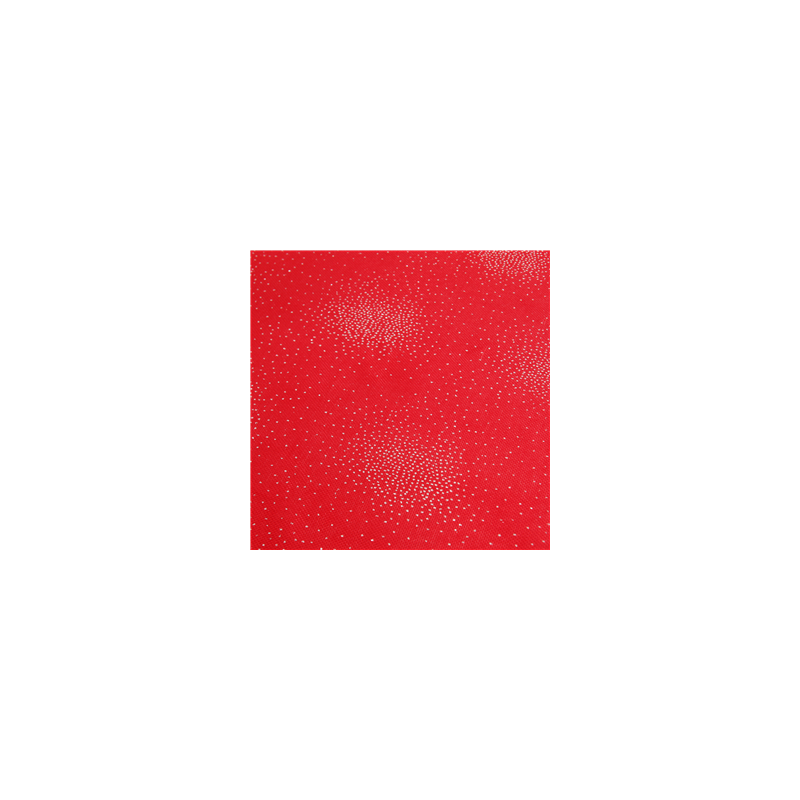Toile de jute rouge CELESTE - paillettes argent - Larg150cm - Coupe de 1 m