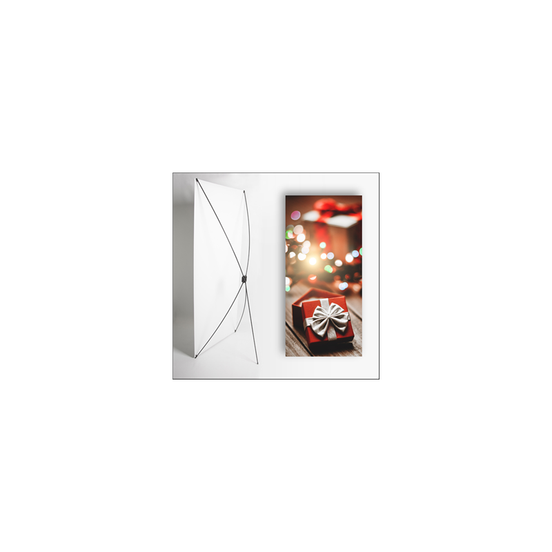 Kakemono Noel cadeau - 180 x 80 cm - Toile M1 avec structure  X- Banner