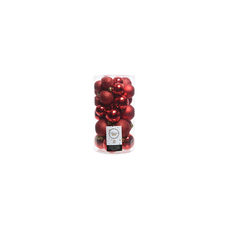Boules de Noël - lot de 30 - assortiment de rouges / Diam. de 40 à 60 cm