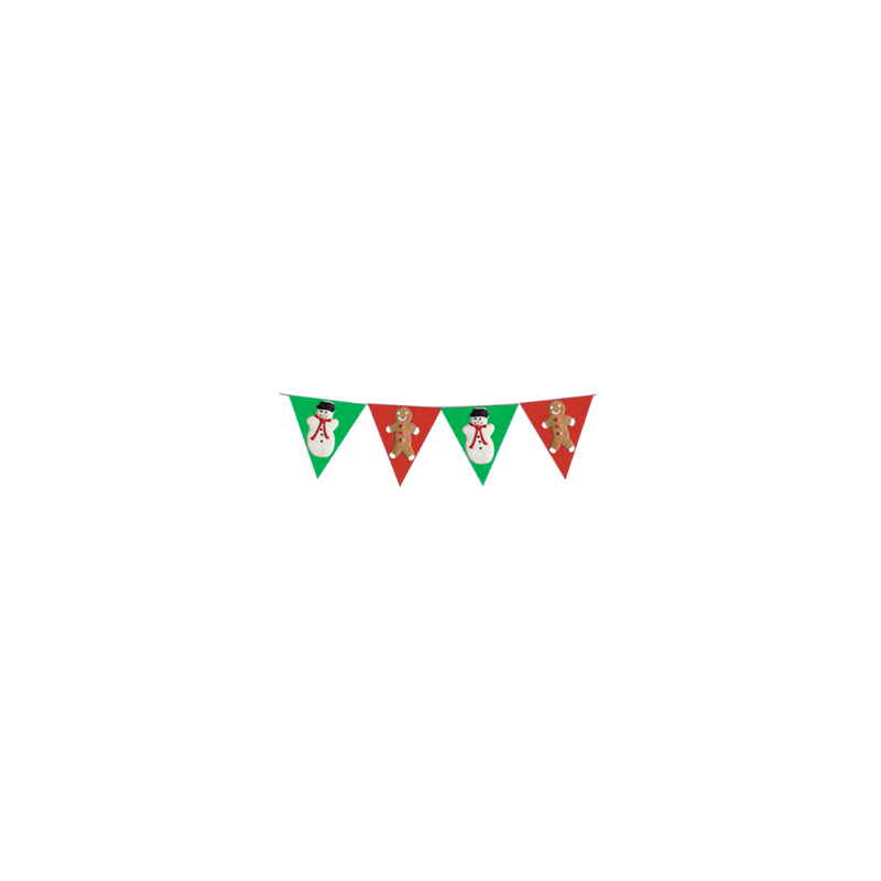 Guirlande de Noël 10 fanions triangulaires 20 x 30cm - papier Long. 420cm