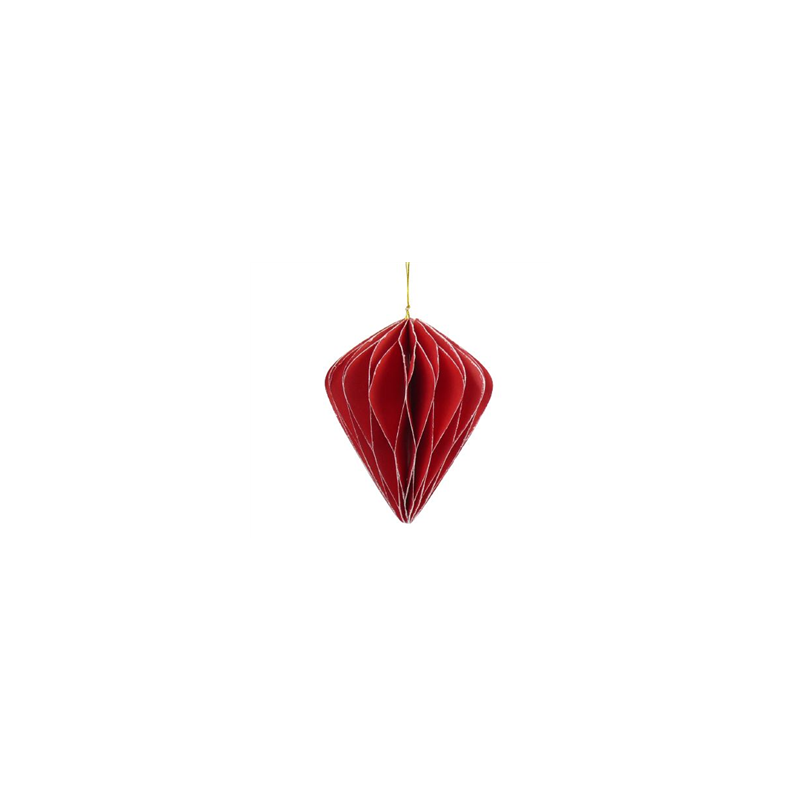 Boule alvéolée rouge forme diamant - 10 x 12cm