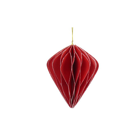 Boule alvéolée rouge forme diamant - 10 x 12cm