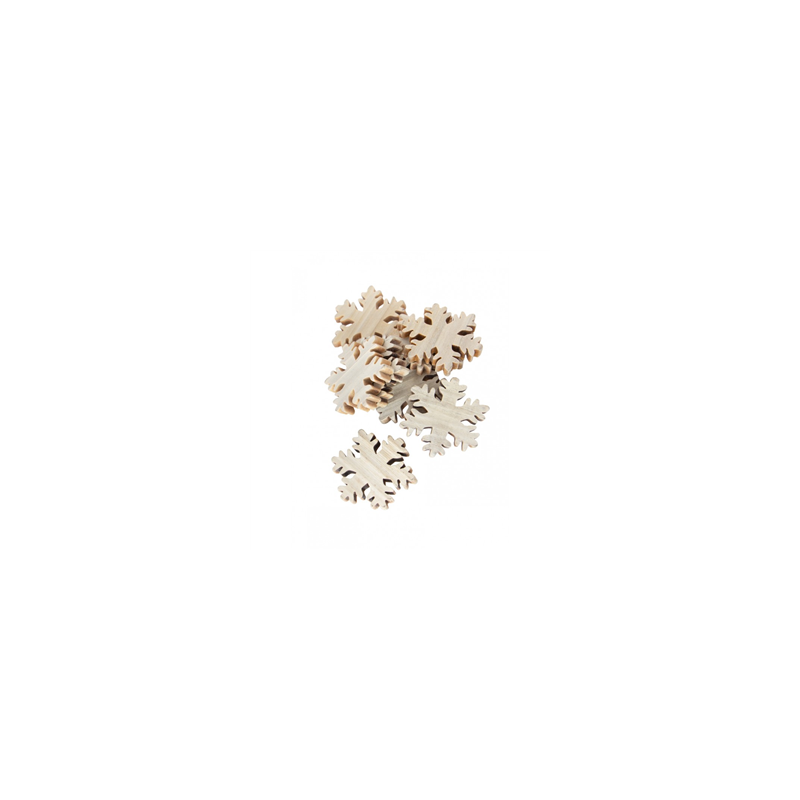 Lot de 12 flocons de neige en bois 4cm