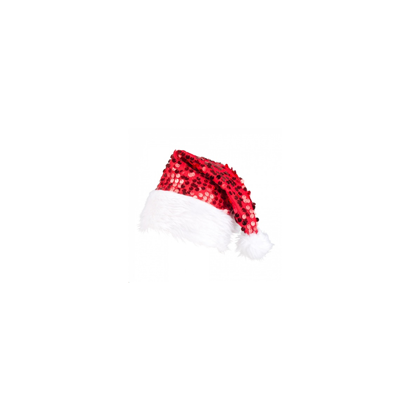 Bonnet de père noël - feutre sequins - taille adulte - Haut. 38cm Diam. 18cm