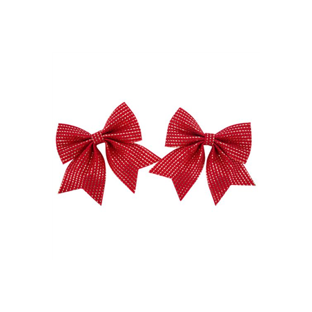 Lot de 2 Nœuds Jute Rouge et Or 12 x 13 cm