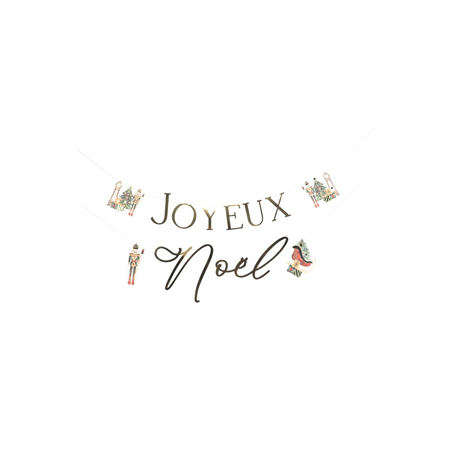 Guirlande Joyeux Noël papier rouge et Or - Long. 90cm