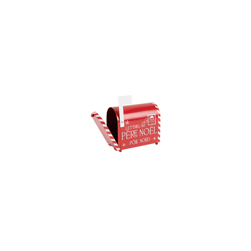 Boîte aux lettres du Père Noël métal rouge - 14,5 x 14 x 7,5cm