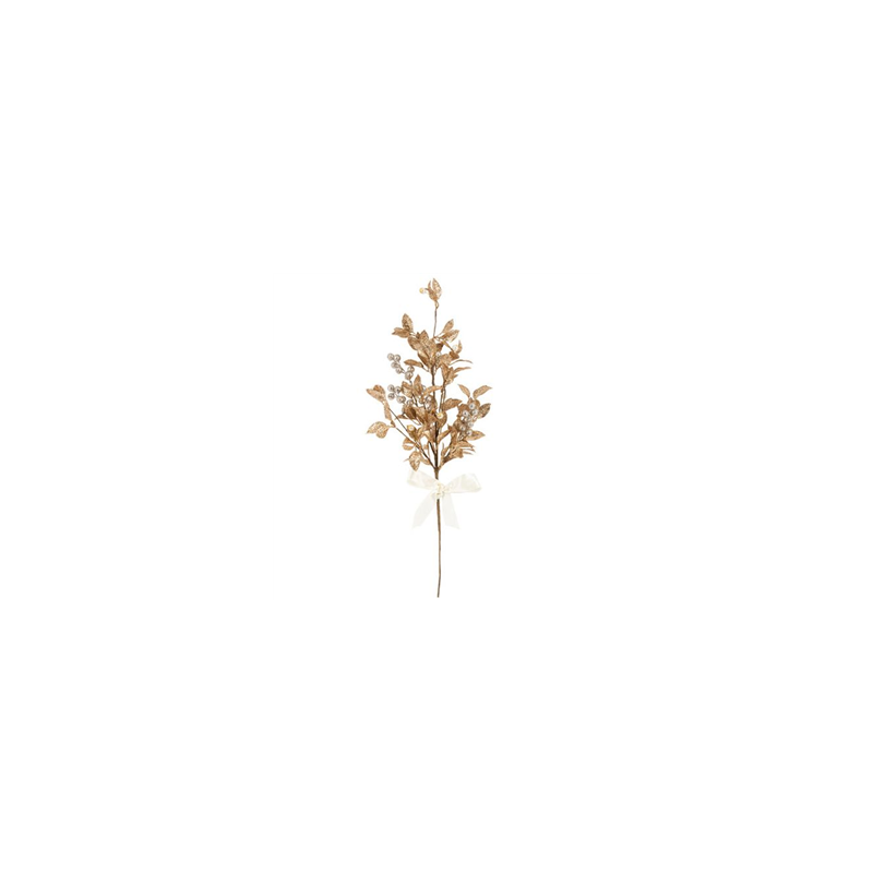 Branche de Noël pailletée dorée nœud satin - Haut. 65cm