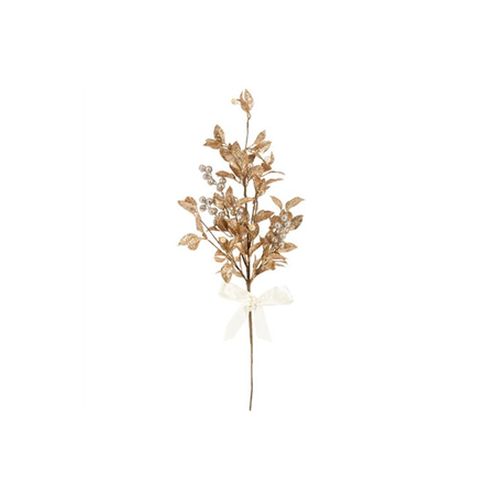 Branche de Noël pailletée dorée nœud satin - Haut. 65cm