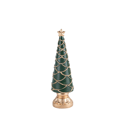 Sapin vert et or en résine sur socle 6 x 20cm