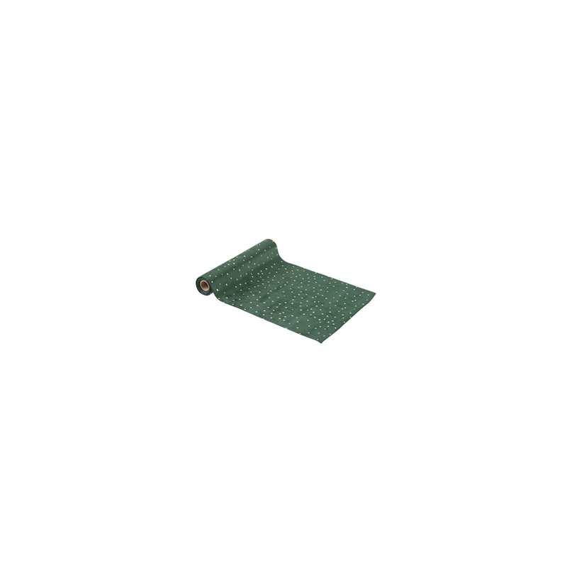Chemin de table pois velours vert et or 28cm x 3m