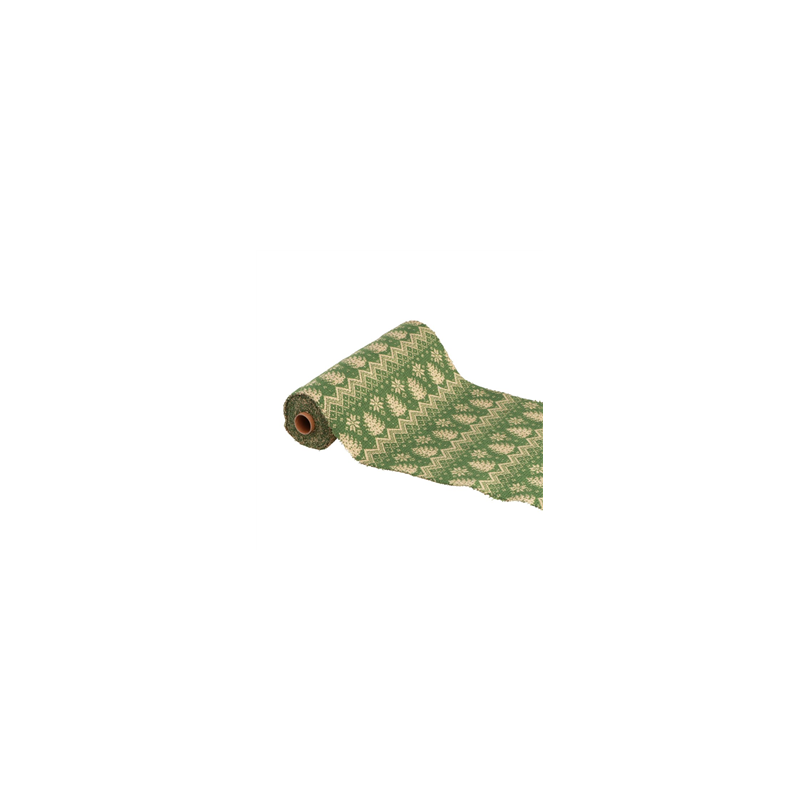 Chemin de table Santa Wool vert et beige 27cm x 2.5m