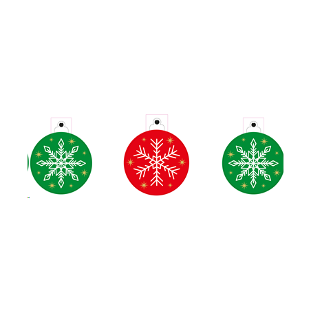 Lot de 2 guirlandes de 10 Boules de Noel - fanions ronds 21 x 30cm