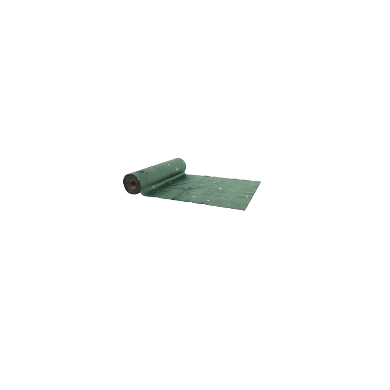 Chemin de table étoiles velours vert et Or 28cm x 3m