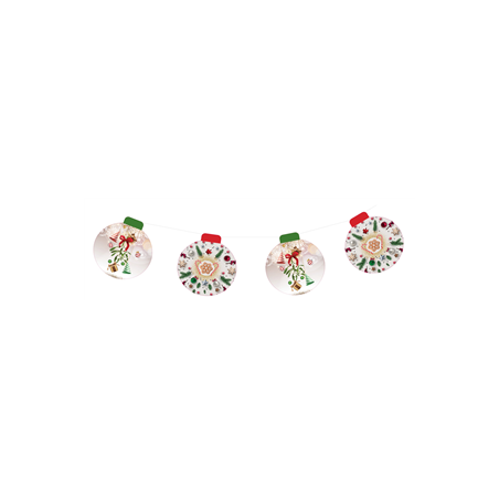 Guirlande NOEL - LOT DE 3 - 10 fanions papier RONDS - Long 450cm