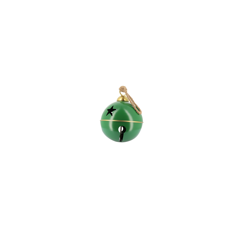 Grelot Géant à Suspendre Métal Vert et Or avec Corde Ø30cm