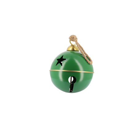 Grelot Géant à Suspendre Métal Vert et Or avec Corde Ø30cm