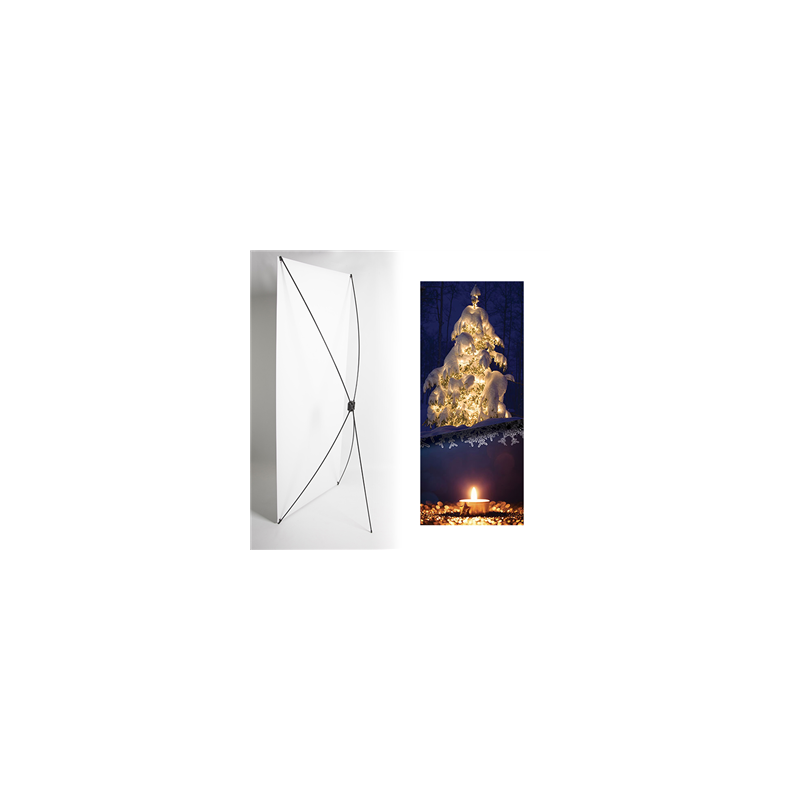 Kakemono Noel sapin - 180 x 80 cm - Toile M1 avec structure  X- Banner