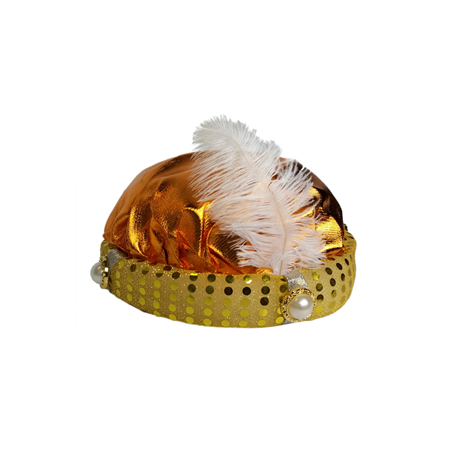 Coiffe Maharaja tissu - Haut. 9cm Diam. 22cm