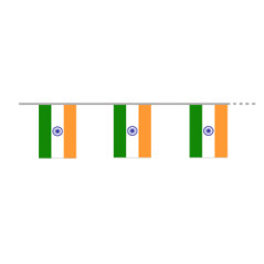 Guirlande drapeaux Inde 12 fanions 15 x 21 cm - tissu Long. 450cm