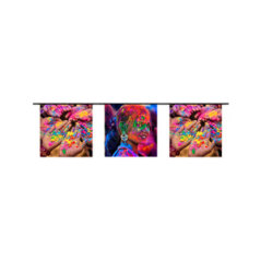 Guirlande visuel Inde Holi 10 fanions 21 x 21cm - papier Long. 420cm