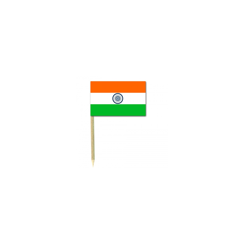 Drapeaux mini Inde x50 papier - 3.5 x 2.5cm (pic en bois de 6.5cm)