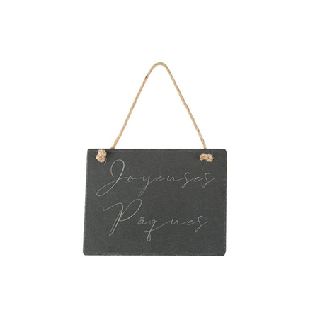 Pancarte ardoise à suspendre Joyeuses Pâques - 15 x 20cm