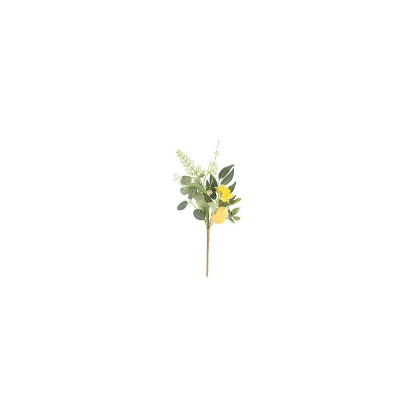 Branche feuillage Œuf de Pâques jaune - Haut. 30cm