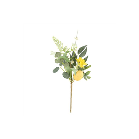 Branche feuillage Œuf de Pâques jaune - Haut. 30cm