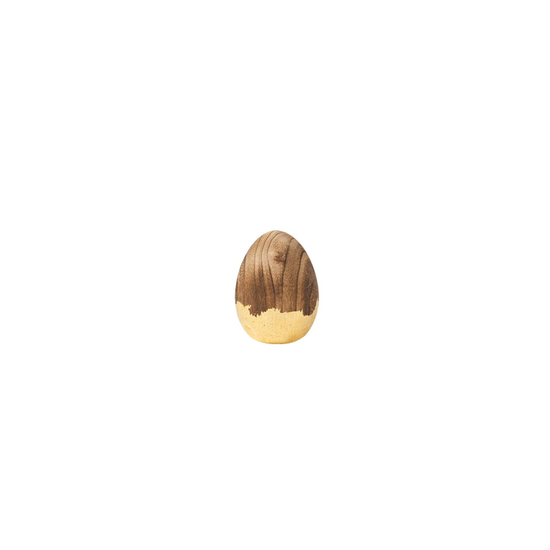Œuf décoratif en Bois et Or 7 x 5cm