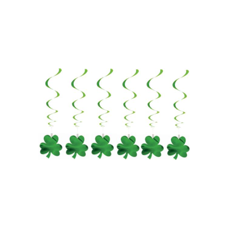 Lot de 6 tourbillons Trèfle Saint Patrick - Haut. 80cm