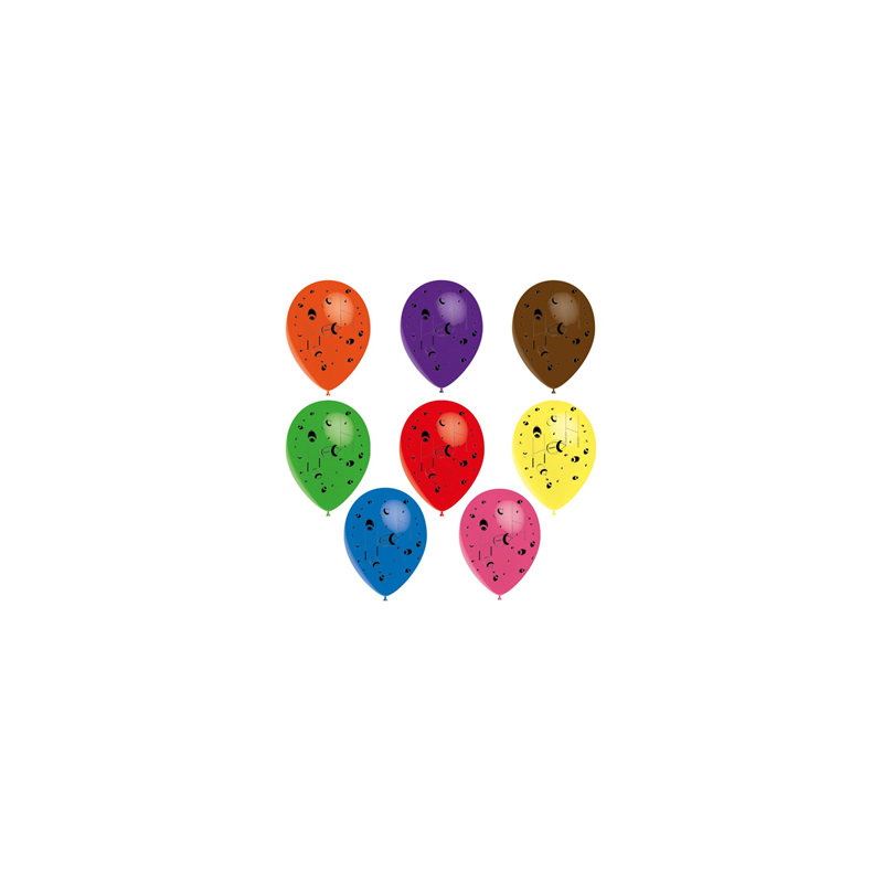 Ballon multicolore motif rugby x8 - Diam. 29cm