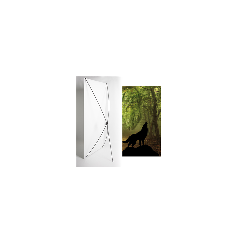 Kakemono loup foret vikings - 180 x 80 cm - Toile M1 avec structure  X- Banner