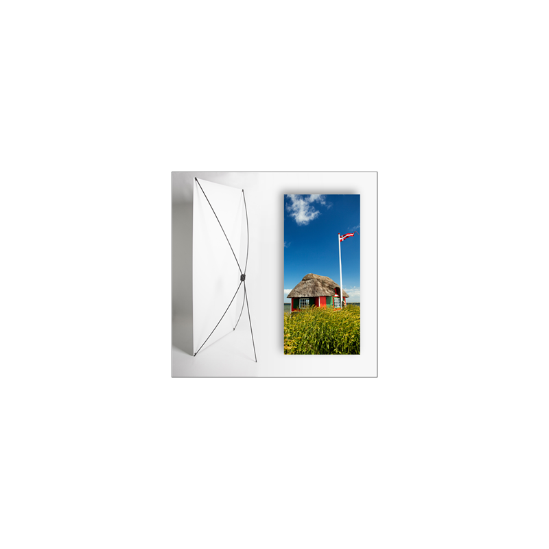Kakemono scandinavie Cabane - 180 x 70 cm - Toile M1 avec structure  X- Banner