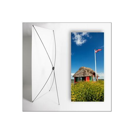 Kakemono scandinavie Cabane - 180 x 70 cm - Toile M1 avec structure  X- Banner