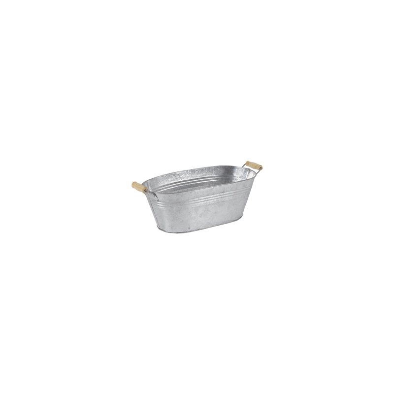 Corbeille en zinc et bois 43 x 18 x 17 cm