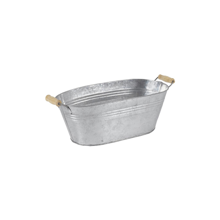 Corbeille en zinc et bois 43 x 18 x 17 cm