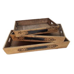 3 plateaux gigognes - Bois - 50-32 / 41-29 / 33-24cm