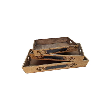 3 plateaux gigognes - Bois - 50-32 / 41-29 / 33-24cm