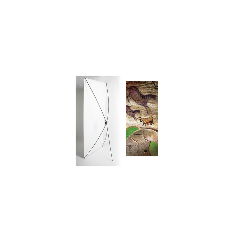 Kakemono Chevaux Préhistoire - 180 x 80 cm - Toile M1 avec structure X- Banner