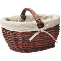 Panier en osier doublé de jute 50 x 33 x 30cm