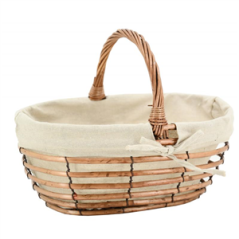 Panier ajouré doublé de jute - osier et métal - 35 x 28 x 28