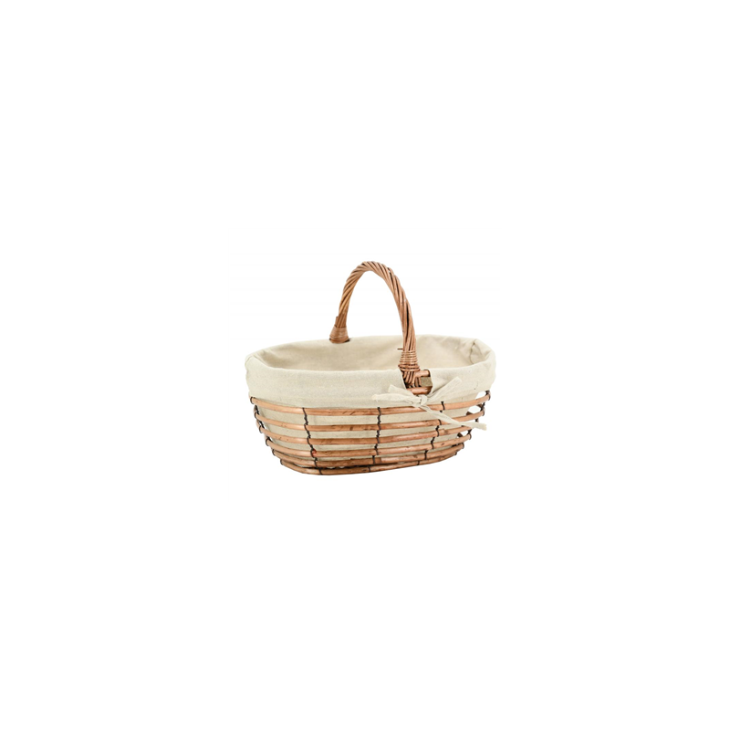 Panier ajouré doublé de jute - osier et métal - 35 x 28 x 28