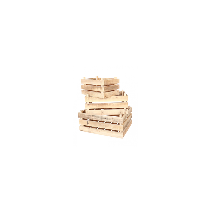 Caisses en bois - Lot de 3 modèles gigognes - 39 x 30 x 17 cm (GM)