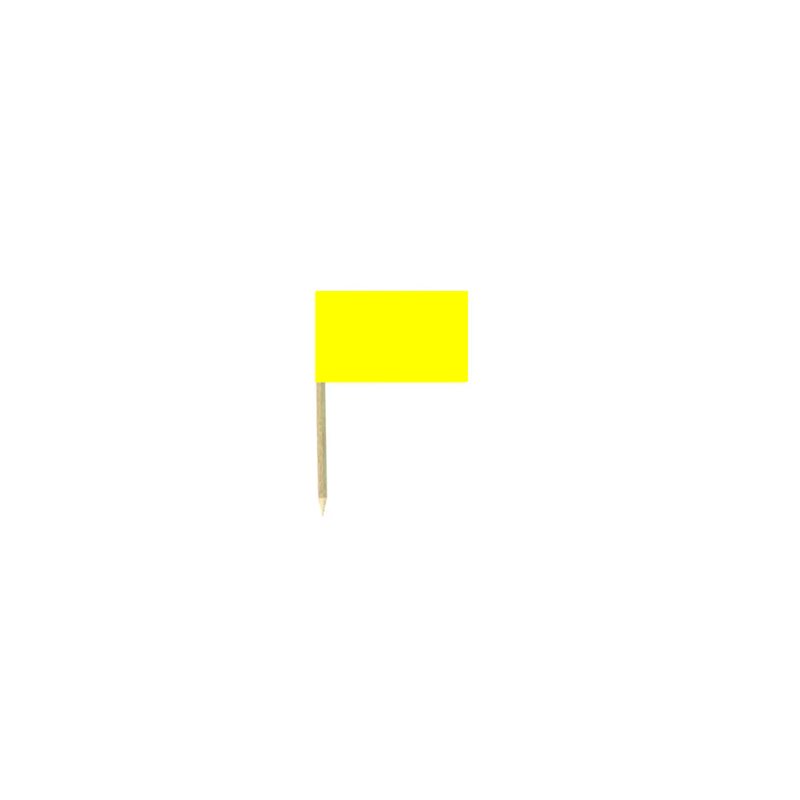 Drapeaux mini couleur jaune x50 papier - 3.5 x 2.5cm (pic en bois de 6.5cm)