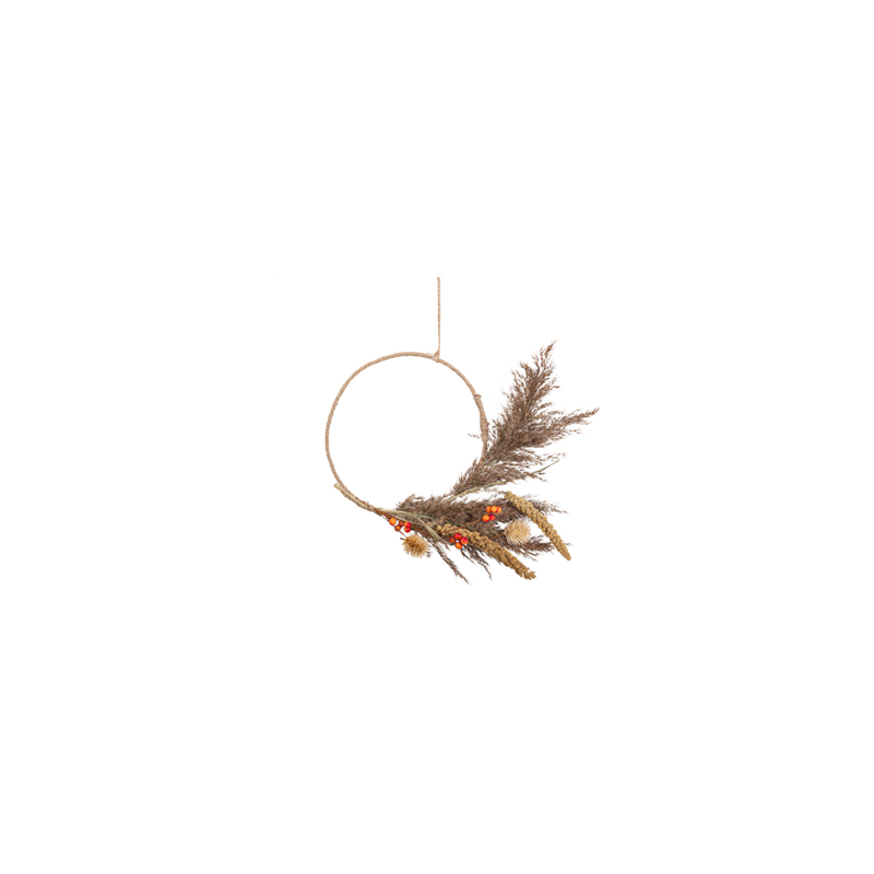 Couronne d'automne plumeaux et épis de millet