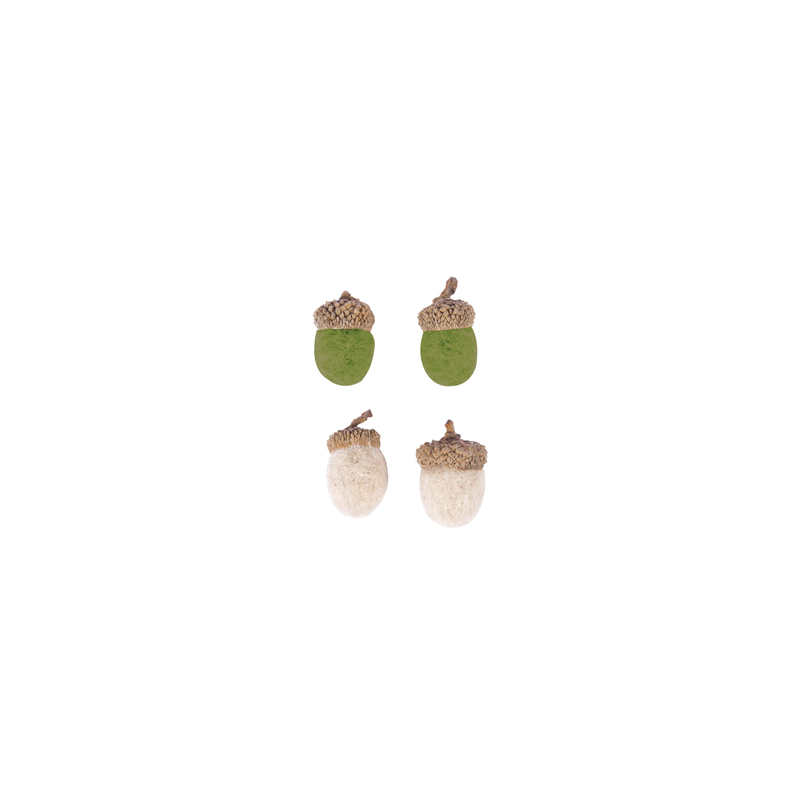 Sachet de 12 glands verts et beiges 2.5cm