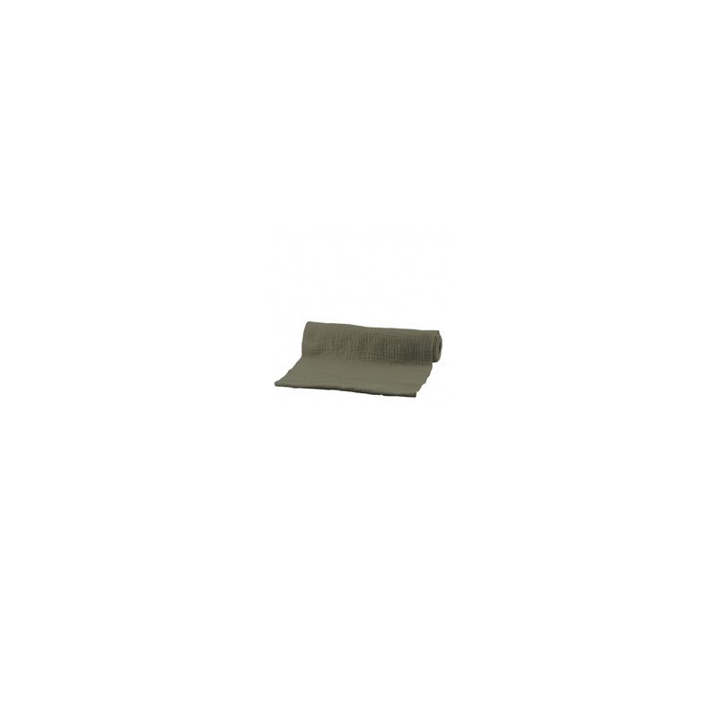 Chemin de table coton gaufré kaki 26cm x 3m