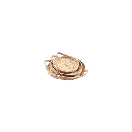 Lot de 3 plateaux en jonc tressée (31 / 26 / 20 cm)