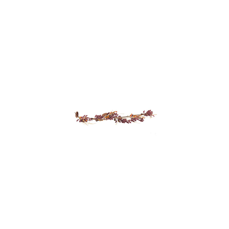 Guirlande de 3 Roses et Feuillages pourpre 1,50m